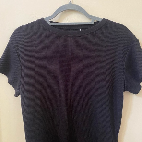 PUBLISH BLACK WAFFLE KNIT T SHIRT DRESS LIGHTWEIGHT BASIC SIZE M - Picture 5 of 9